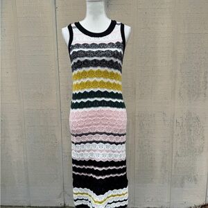 Anthro Akemi and Kin Elegant Striped Lace Midi Dress